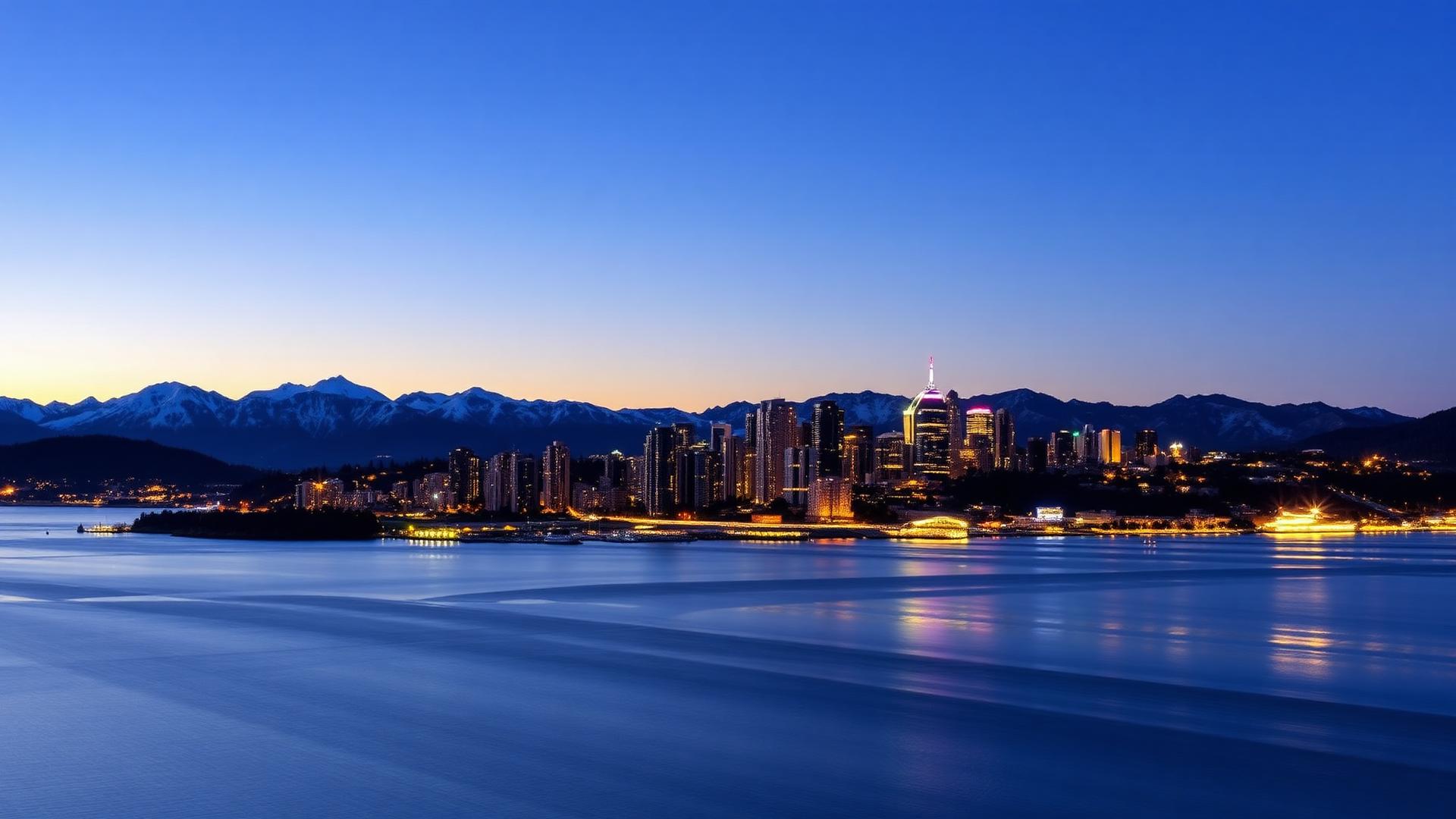 Vancouver skyline at twilight